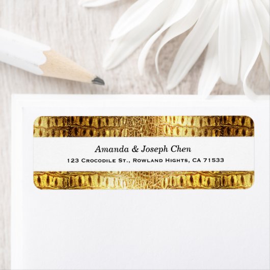 Designer Alligator Krokodil Huid Glanzend Goud Wit Etiket (Insitu)