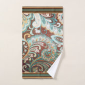 Designer Brocade en Brown, Turquoise et or (Serviette à main)