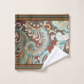 Designer Brocade en Brown, Turquoise et or (Gant de toilette)