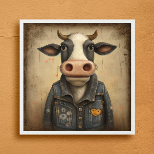 Designer Dairy Vest-Funny koe in een kostuum Poster