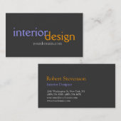 Designer d'intérieur gris bleu jaune Carte de visi (Devant / Derrière)