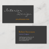 Designer d'intérieur gris Carte de visite contempo (Devant / Derrière)