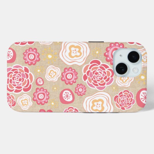 Designer Floral Pattern Apple Iphone 15 Coque de c (Verso (horizontal))