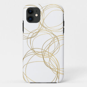 Designer krabbelpatroon in goud op wit iPhone 11 hoesje