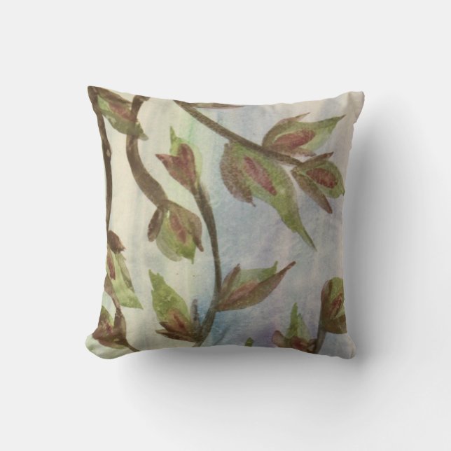 Designer kussen mauve, blauw en bruin (Voorkant)