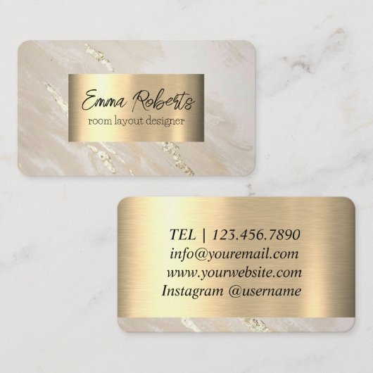 Designer Marble Gold Carte de visite simple (Devant / Derrière)