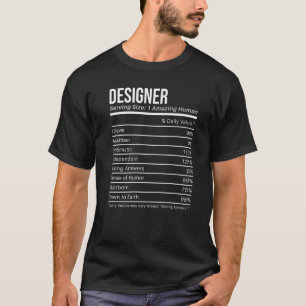 designer Nutritional Values Nutrition Facts T-shirt