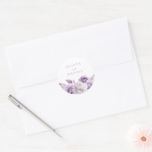 Designer Paarse Lavendel Bloemen bruiloft Ronde Sticker