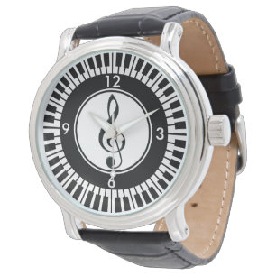 Designer Piano Keys en Treble Clef wristwatch Horloge