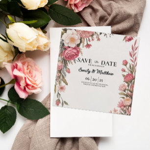 Designer Pink Flower Bouquet Bewaar de datum Save The Date