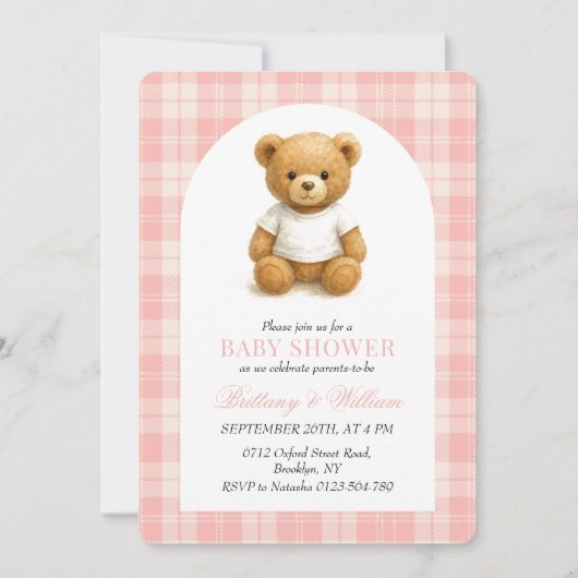 Designer Preppy Beer Plaid Baby shower Kaart (Voorkant)