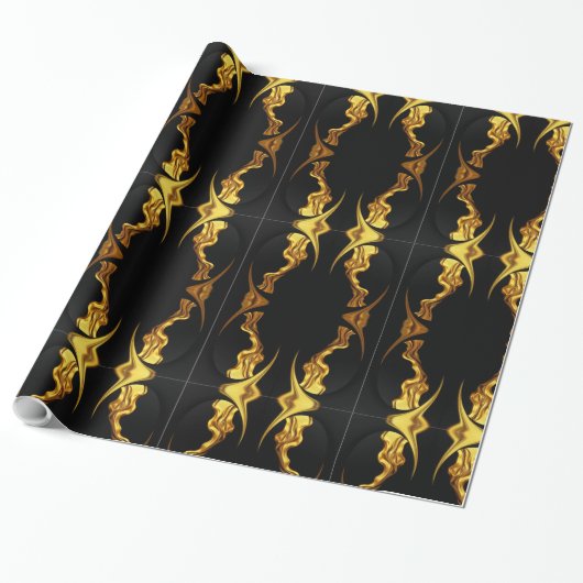 Designer Statement: Opulent Swirl Pattern Gold Foi Cadeaupapier (Uitgerold)