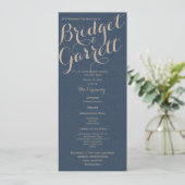 Designer Text Navy Blue Wedding programme (Debout devant)