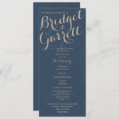 Designer Text Navy Blue Wedding programme (Devant / Derrière)