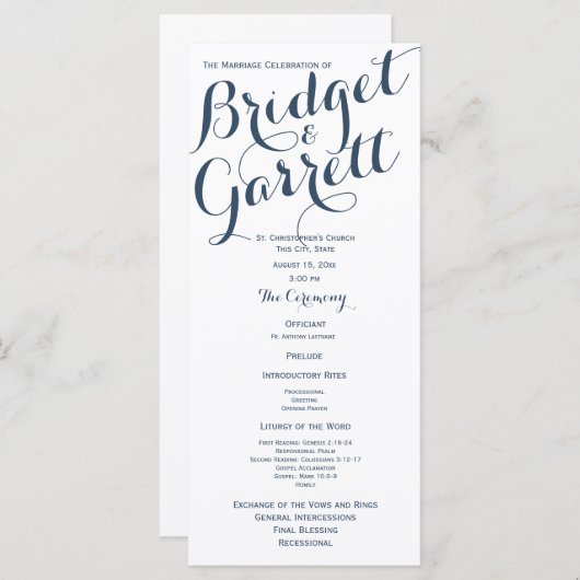 Designer Text Wedding Program Programma (Voorkant / Achterkant)