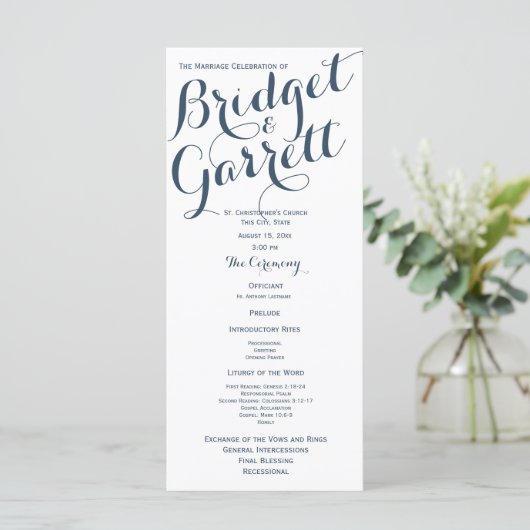 Designer Text Wedding Program Programma (Staand voorkant)