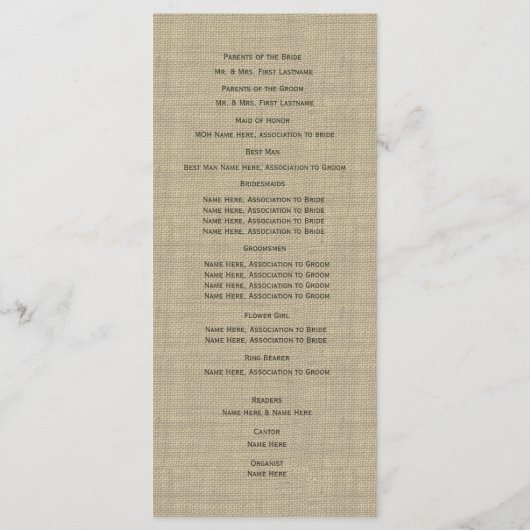Designer Text Wedding Program Programma (Achterkant)