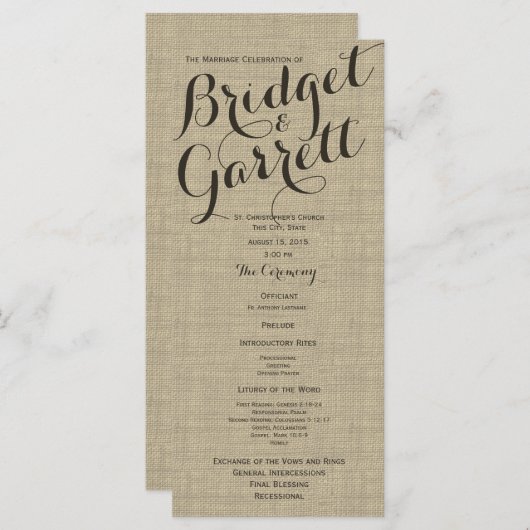 Designer Text Wedding Program Programma (Voorkant / Achterkant)