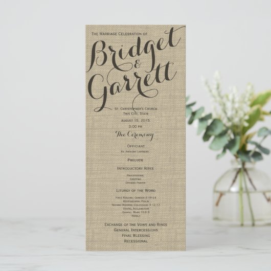 Designer Text Wedding Program Programma (Staand voorkant)