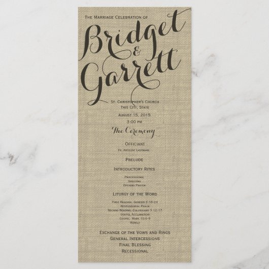 Designer Text Wedding Program Programma (Voorkant)