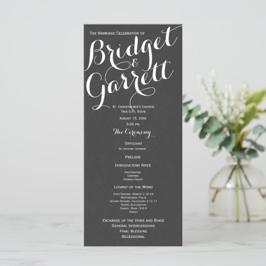 Designer Text Wedding Program Programma (Staand voorkant)