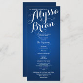 Designer Texte Sapphire Blue Wedding Programme (Devant / Derrière)