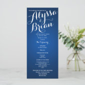 Designer Texte Sapphire Blue Wedding Programme (Debout devant)