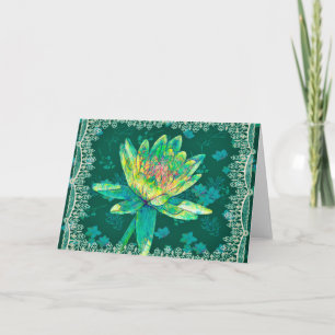 Designer Water Lily Blank Note Kaart