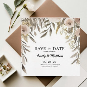Designer Waterverf Flowers Bewaar de datum Save The Date