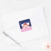 Designers editie met schattig slapende meisje vierkante sticker (Envelop)