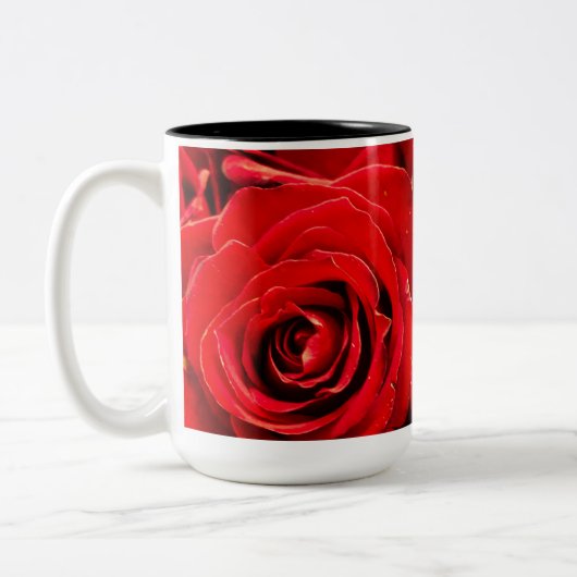 Désir Roses rouges 15oz Mug à deux tons noir (Gauche)
