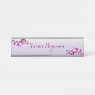 Desk Hanging Name Bord Paars Plum Lav. Orchideeën Bureau Naambordje