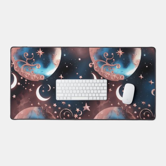 Desk Mat - Rose Gold Celestial Moon (Clavier et souris)