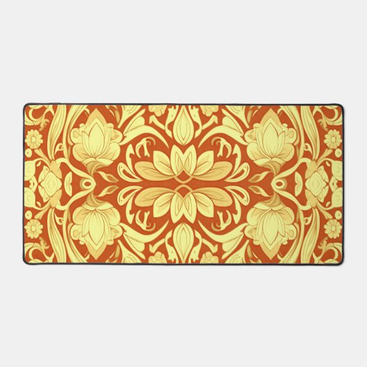 Desk Mat, Un élégant design classique jaune et rou (Recto)