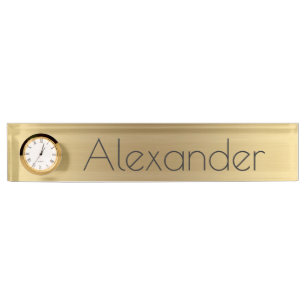 Desk-naamplaat met klok/goud naambordje