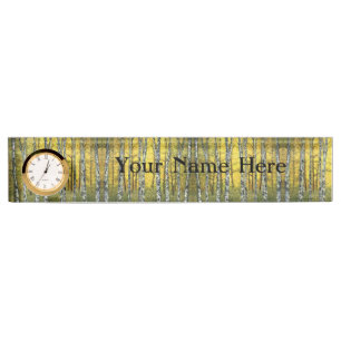 Desk Name Bord met Clock Option - Acadian Autumn Naambordje