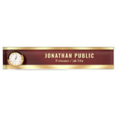 Desk Nameplate with Clock Elegant Luxurious Gold Naambordje (Voorkant)