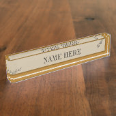Desk Nom du bureau personnalisé Plaque Élégante Co (Taille)