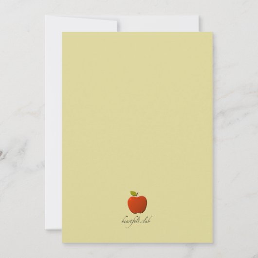 Desk-waardering van de leerkracht, dineruitnodigin kaart (Achterkant)