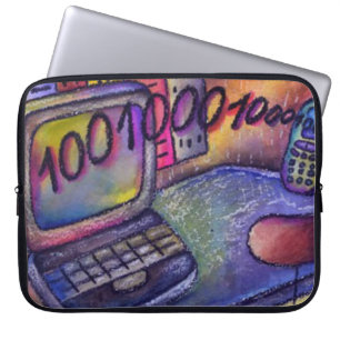 Desktop Binary Computer Sketch-laptophoes Laptop Sleeve