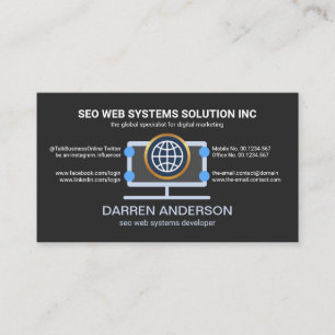 Desktop Computer Gray Placard Web SEO-technologie Visitekaartje