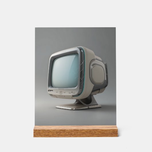 Desktop Dreams: The Retro Monitor Acryl Bord (Voorkant)
