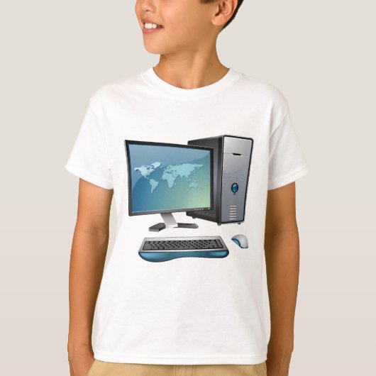 Desktopcomputer met monitor, toetsenbord en muis t-shirt (Voorkant)