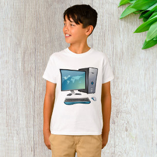 Desktopcomputer met monitor, toetsenbord en muis t-shirt
