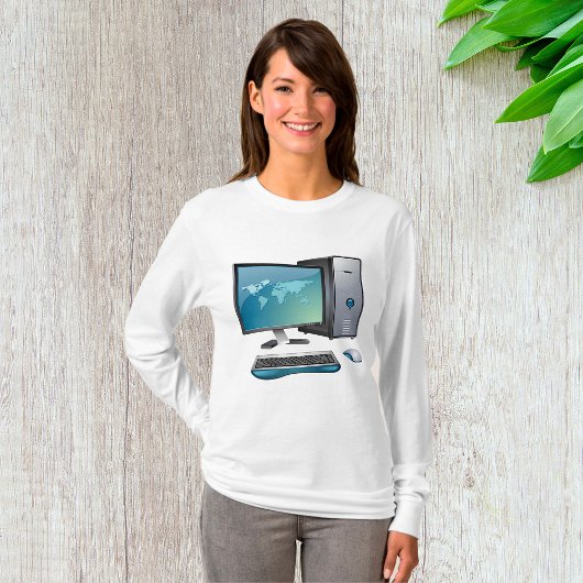 Desktopcomputer met monitor, toetsenbord en muis t-shirt