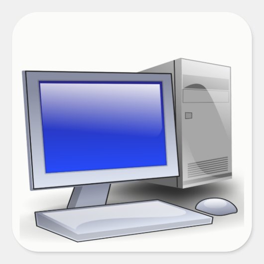 Desktopcomputer Vierkante Sticker (Voorkant)