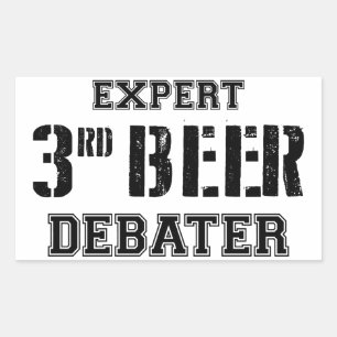 Deskundige derde bierdebater rechthoekige sticker