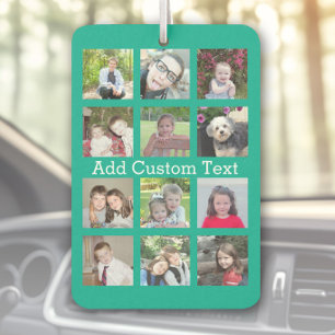 Désodorisant Pour Voiture 12 Collage de photos - Vert émeraude et texte pers