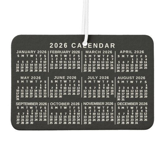 Désodorisant Pour Voiture 2026 Year Monthly Calendar Classic Black and White (Dos)