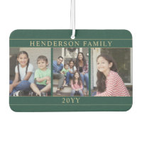 4 Photo Collage Nom de famille Coeur vert et or